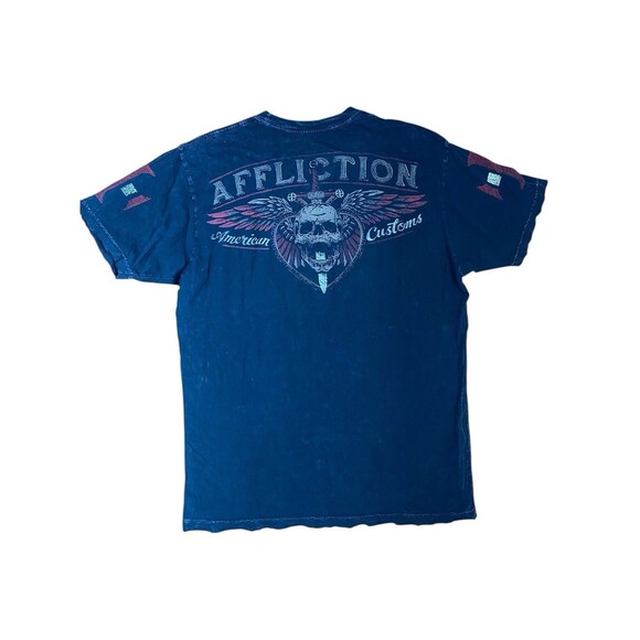 Affliction Mens Live Fast American Customs T-Shirt Size XL Black Y2K Skull Sword - Picture 3 of 10